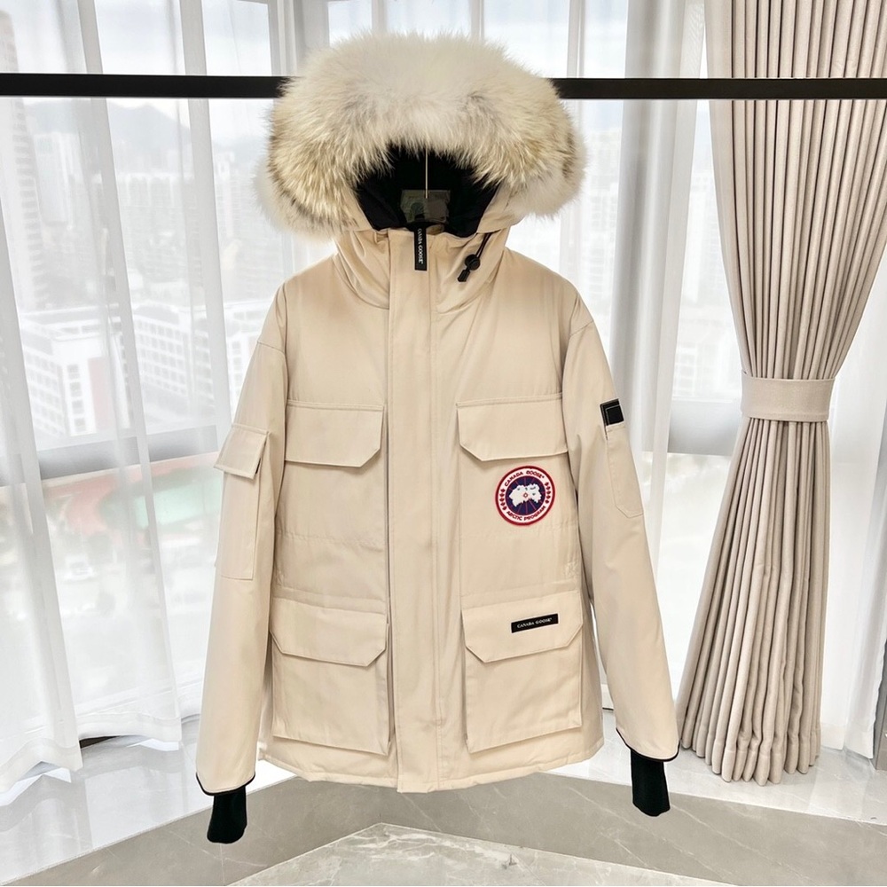 Canada Goose Expedition Parka in White | Unisex Cold Weather Hooded Jacket